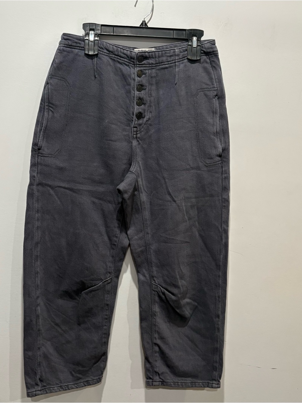 We the free Osaka High-Rise Button-Fly washed Gray Cotton Pants size 28